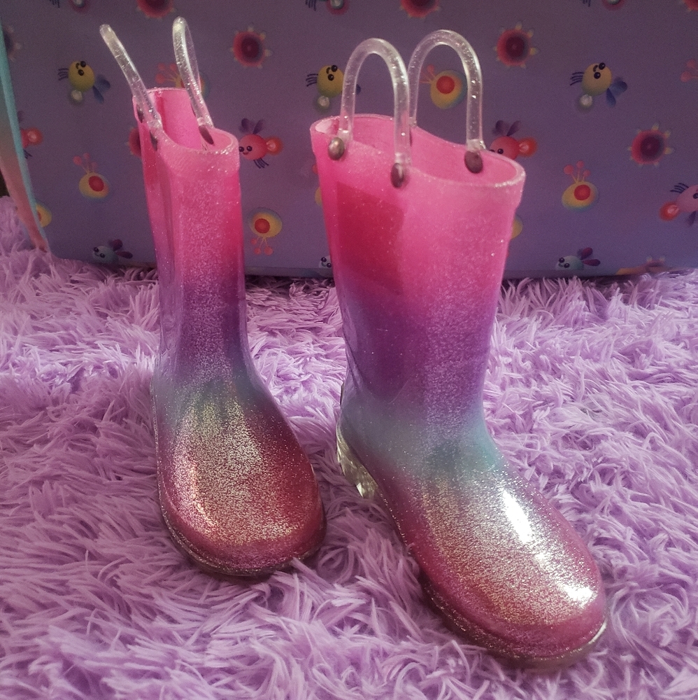 Pink Sparkle Light Up Rain Boots